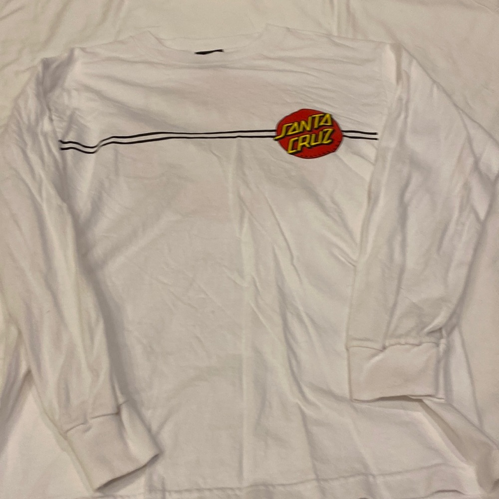 Santa Cruz skateboards boys, long sleeve white T-shirt